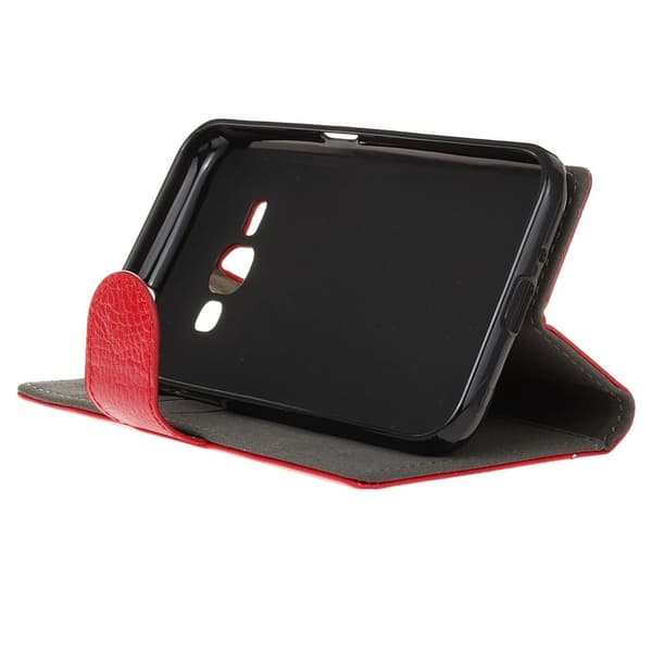 Mankell Samsung Galaxy J1 (2016) Lær Kortholder Etui - Rød Red