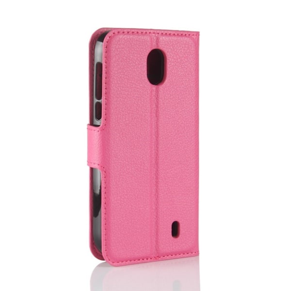 Nokia 1 litchi tekstur PU læder flip etui - Rose Pink