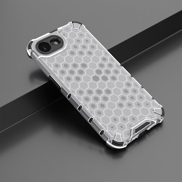 iPhone 16e Etui PC + fleksibelt telefon cover Honeycomb Shape - Grå Silver grey