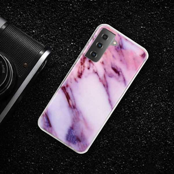 Marble Samsung Galaxy S21 Etui - Hvit / Lilla Purple