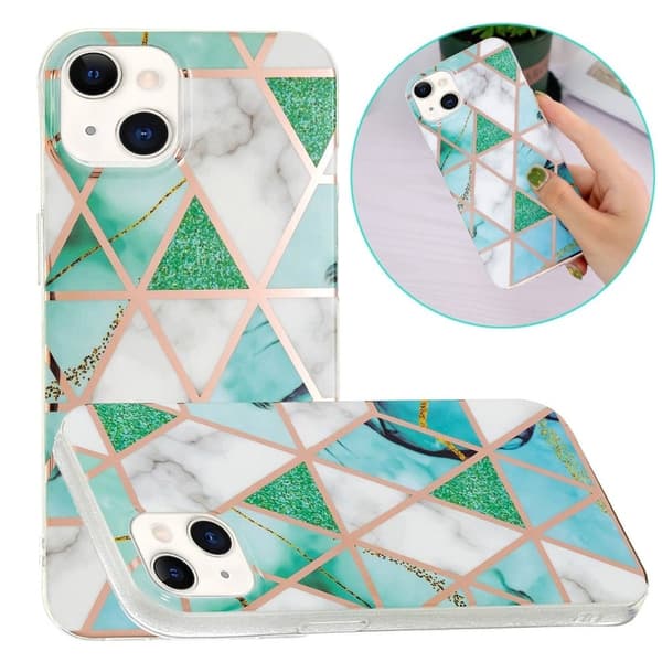 Marble iPhone 14 Plus Etui - Grønn / Hvit Multicolor