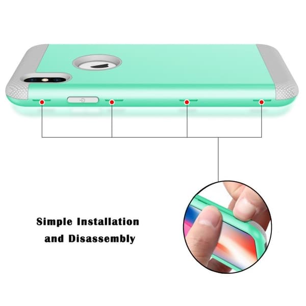 3-delat iPhone Xs Max stötsäkert hybridfodral - Grå / Grön multifärg