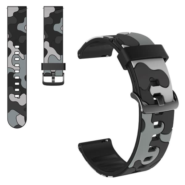 20mm Universal camouflage teemalla kellon hihna - Musta Black