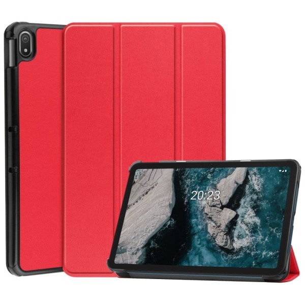 Nokia T20 tri-fold PU læder flip taske - Rød Red