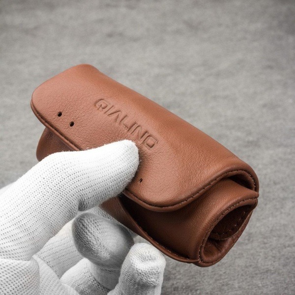 QIALINO iPhone Xs Max genuine cowhide leather pouch case - Brown Brun