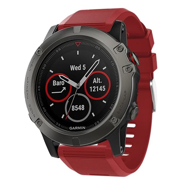 Garmin Fenix 5X Plus silikoneurrem - vinrød Red