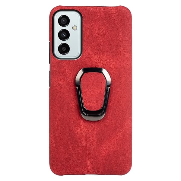 Stötsäkert läderfodral med oval kickstand för Samsung Galaxy M23 - Röd Röd