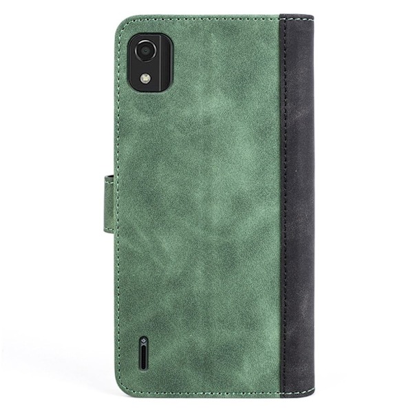 To Farvet Læder Flip Case til Nokia C2 2nd Edition - Grøn Green