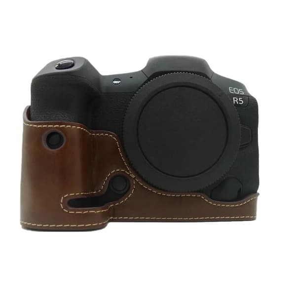 Canon EOS R5 / R6 halvfodral i läder - Kaffe Brun