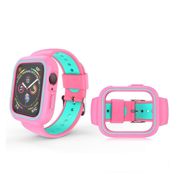 Apple Watch 38 mm ram och klockarmband i tvåfärgad silikon - Ros multifärg