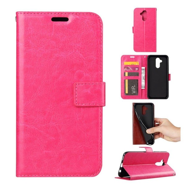 Huawei Mate 20 Lite syntetläder plånboks mobilfodral med kortpla Rosa