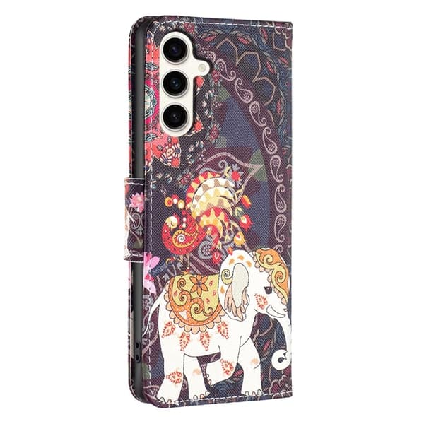 Wonderland Samsung Galaxy S23 Fe Flip Etui - Blomst og Elefant Multicolor