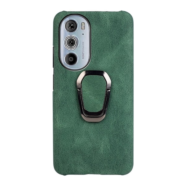 Stötsäkert läderfodral med oval kickstand för Motorola Edge 30 Pro - Grön Grön
