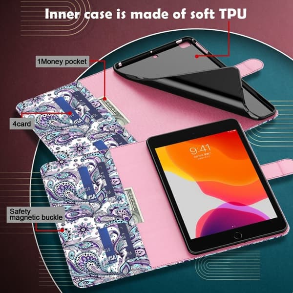 Lenovo Tab E10 mønstret flipomslag i læder - Blomstermønster Multicolor