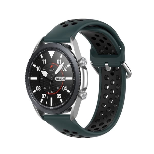 Samsung Galaxy Watch 3 (41mm) bi-farve silikone rem - Dark grøn / sort Green