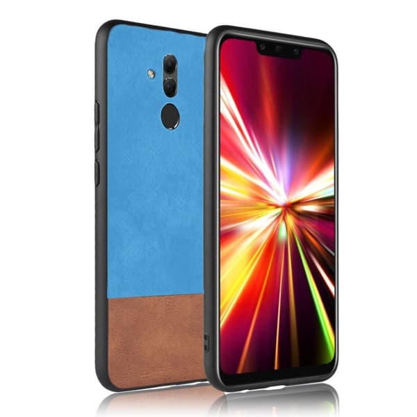 Huawei Mate 20 Lite stänksäkert läderfodral med tvåfärgade skarvar - Blå Blå