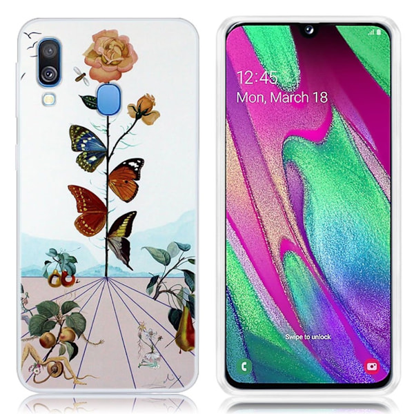 Deco Samsung Galaxy A40 kuoret - Perhonen ja kukat Multicolor