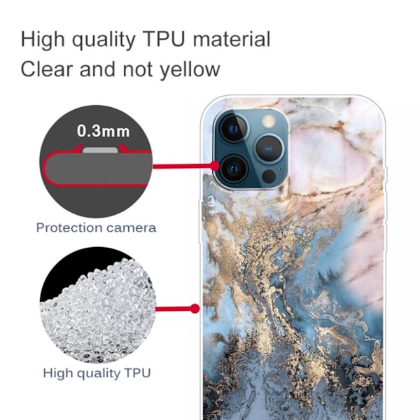 Marmormotiv iPhone 12 Pro Max skal - Blåaktig Guldmarmor Blå