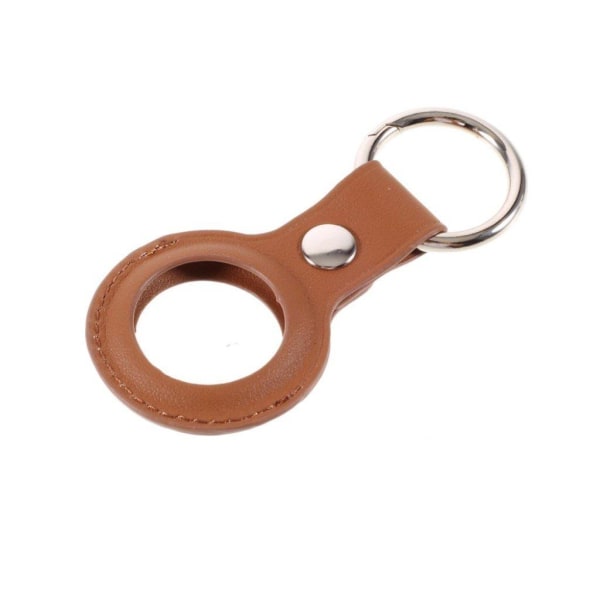 AirTags leather cover with  key ring - Dark Brown Brun