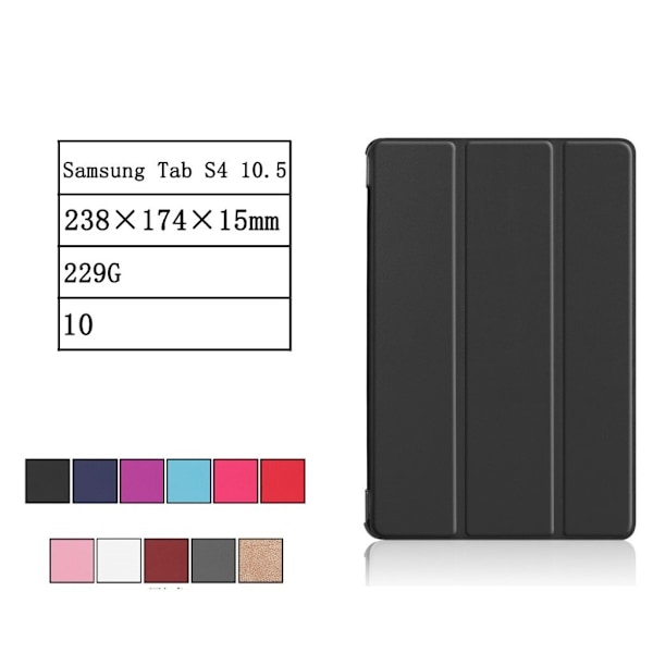 Samsung Galaxy Tab S4 Taivutettava Synteetti Nahkainen Tabletin Suojakuori - Musta Black