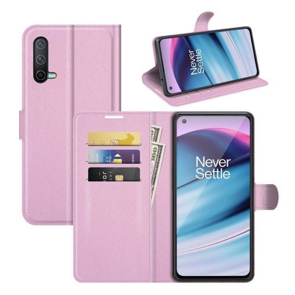 Klassisk OnePlus Nord CE 5G flip etui - Pink Pink