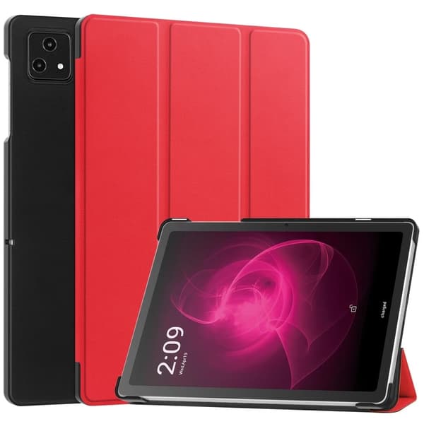 T-Mobile REVVL Tab Tri-fold Stand Smart Case Veganläder Tablet Cover - Röd Röd