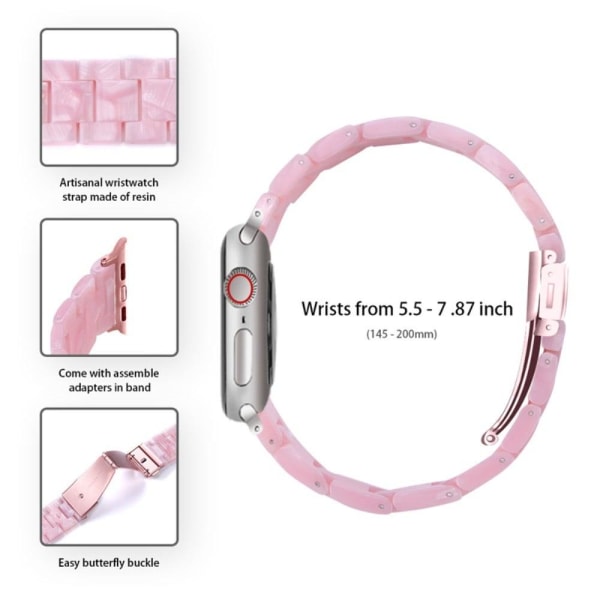 Apple Watch SE 2022 (40mm) klockarmband med 3 pärlor i resin och genomskinligt hölje - Pärla Rosa Rosa