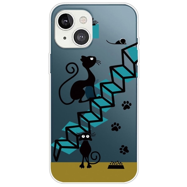 Blødt, fleksibelt mobil cover til iPhone 14 6,1 tommer, mønsterprint IMD Drop-proof Cell Phone Cover Protector - Sort Black