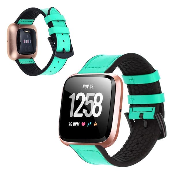 Fitbit Versa 2 / Versa Lite / Versa silikone læder rem - cyan Green