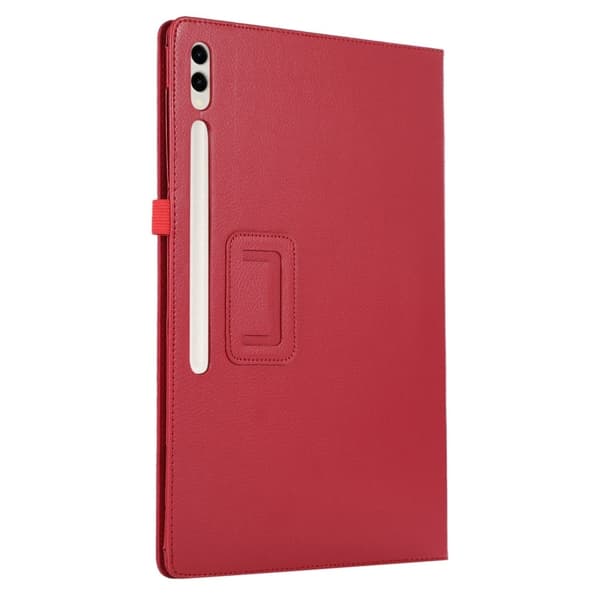 Samsung Galaxy Tab S10 Ultra Case Bi-Fold Stand Leather Tablet Cover Litchi Texture - Red Red