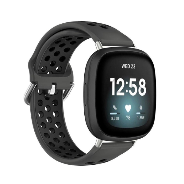 Fitbit Sense / Versa to-tonet silikone rem - Coal-sort Black