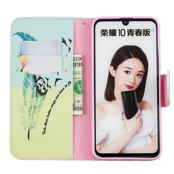 Wonderland Huawei P Smart 2019 Etui - Feather Pattern Multicolor