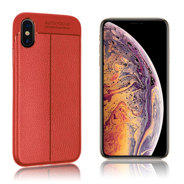 Litchi Grain Soft Flexible Back Shell iPhone XS Max 6,5 tommer - Rød Red
