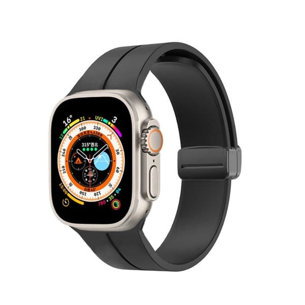 Apple Watch Series 8 (41mm) silikoniranneke - Musta Black