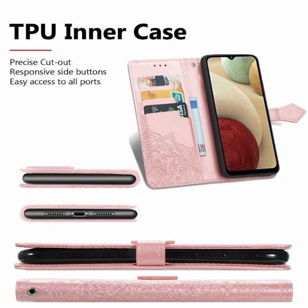 Mandala Samsung Galaxy A12 5G Flippetui - Rose Gull Pink