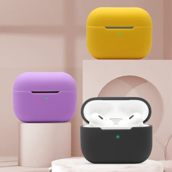 AirPods Pro 2 silikoneetui med rem og opbevaringsboks - Gul Yellow