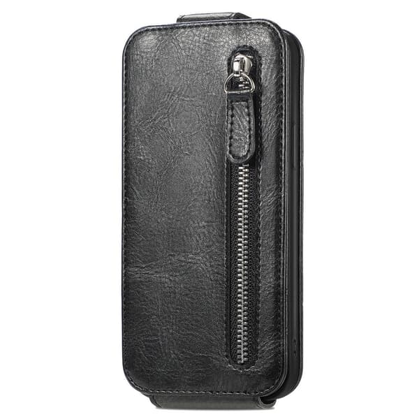 Vertical Flip Phone Etui med Zipper til Motorola Moto G53 - Sort Black