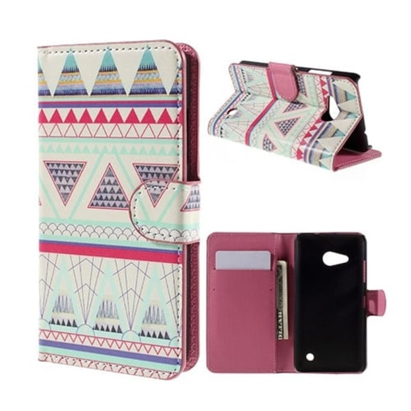 Moberg Microsoft Lumia 550 Lær Etui - Triangler Mønster Multicolor