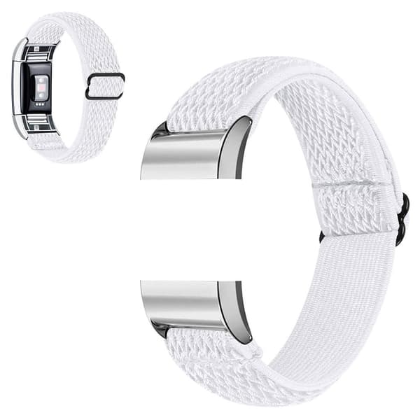 Fitbit Charge 2 elastisk klokkerem i nylon - Hvit White