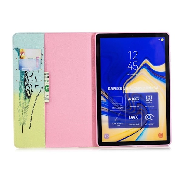 Samsung Galaxy Tab S4 PU-läderfodral med mönster - Fjäder multifärg