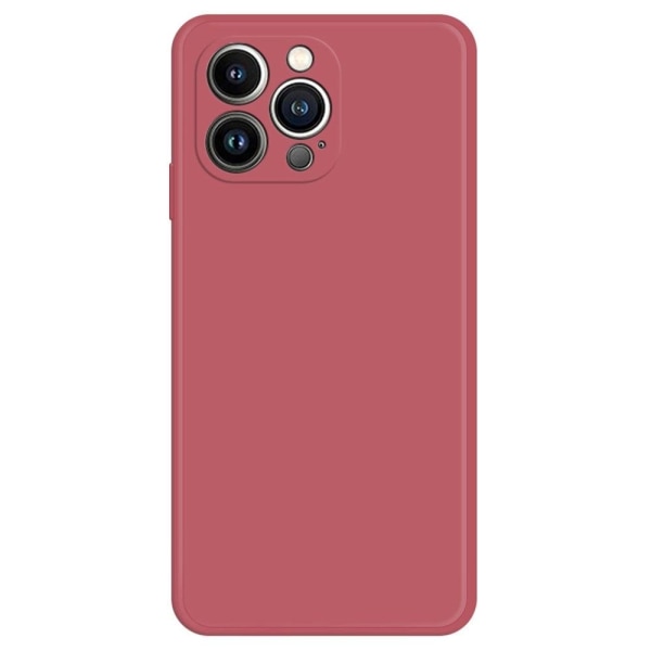 iPhone 14 Pro Straight Edge Rubberized Flexible Anti-scratch Case Microfiber Lining telefonbagcover - Rød Red