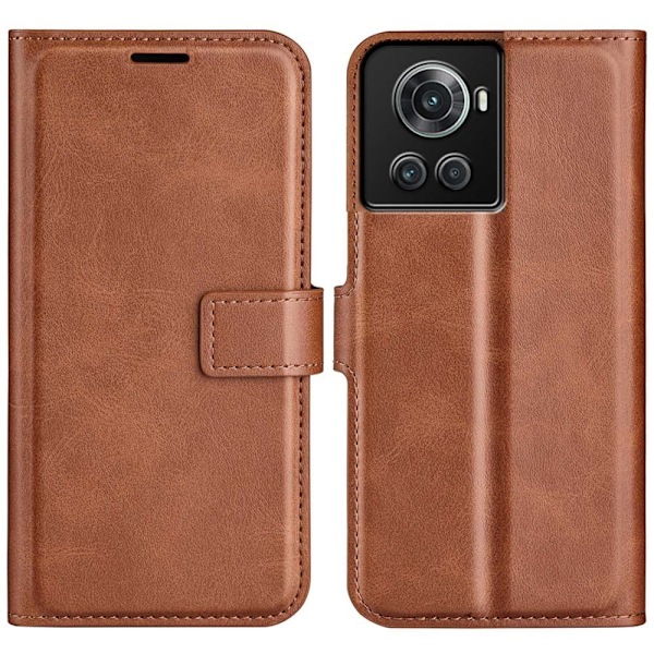 OnePlus 10R / OnePlus Ace nahkainen lompakokkotelo - Vaalean Ruskea Brown