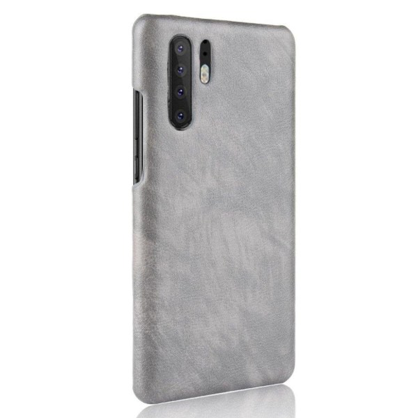 Huawei P30 Pro litchi skin læderetui - Grå Silver grey