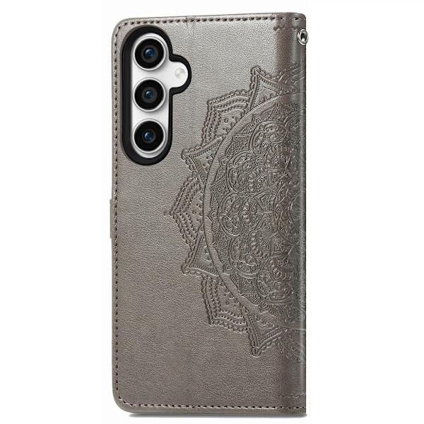 Mandala läder Samsung Galaxy S23 FE fodral - Silver/Grå Silvergrå