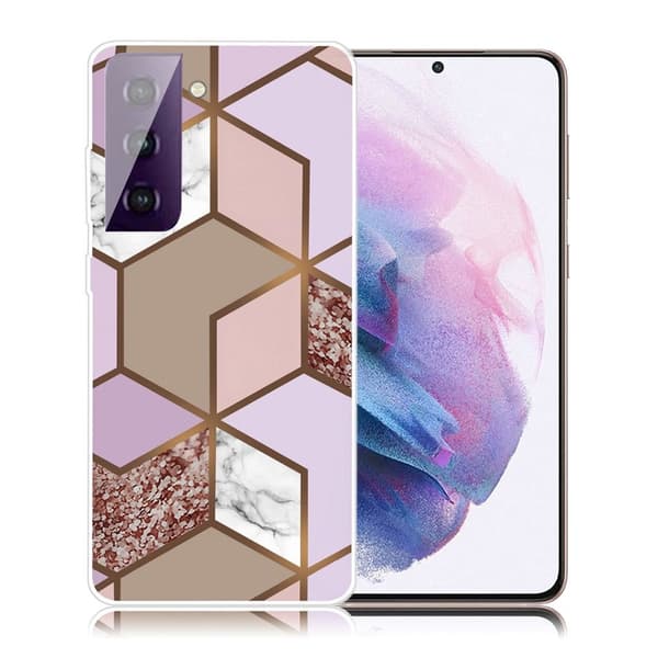 marmor Samsung Galaxy S21 Plus etui - Golden Lush Tile Multicolor