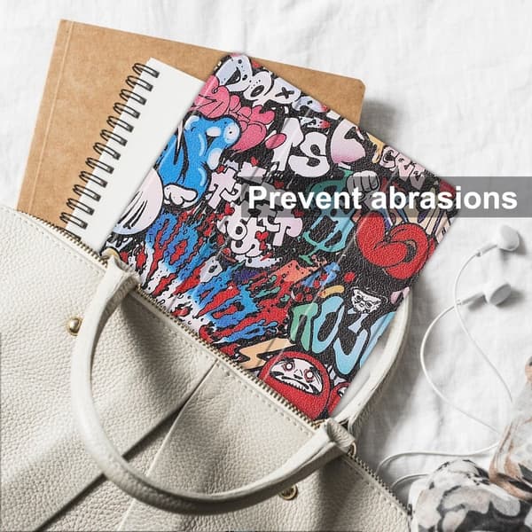 Nokia T21 trefoldig mønstret flip-etui i skinn - Graffiti Multicolor