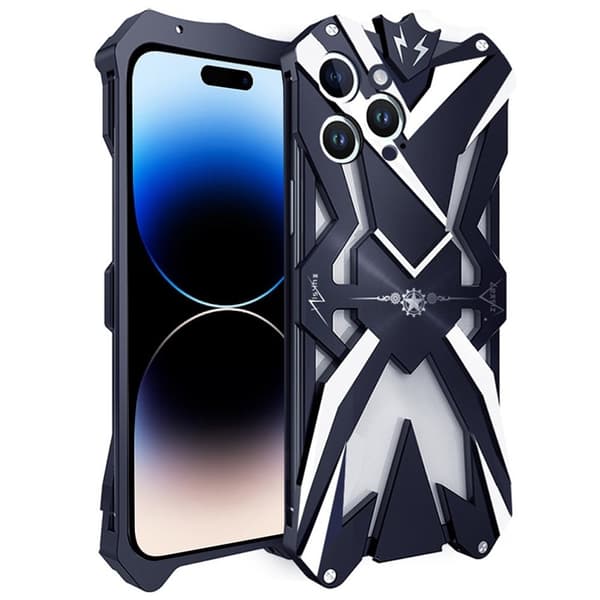 iPhone 14 Pro Max Armor Metal Phone Case Robust stødsikkert telefon cover - Sort Black