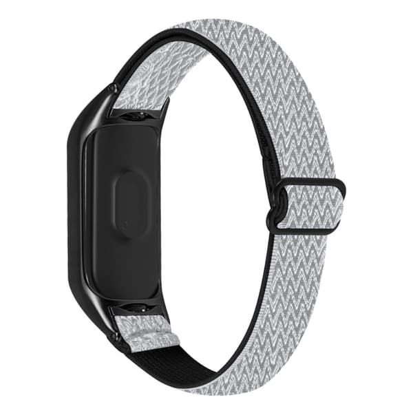 Xiaomi Mi Smart Band 6 / 5 elastisk nylonklokkerem - Svart / Hvit White