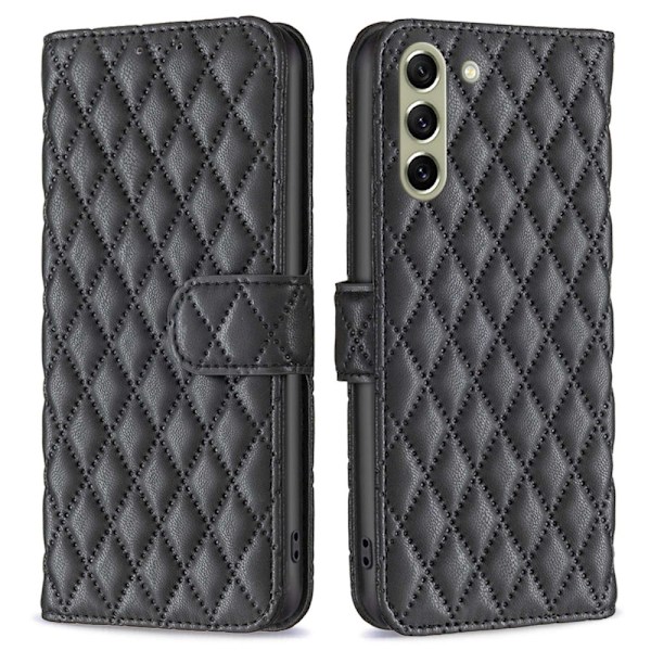 Rhombus mat Samsung Galaxy S21 FE flip etui - Sort Black