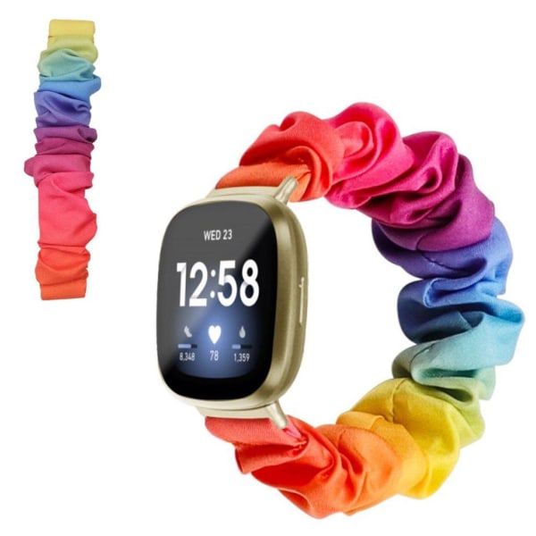 Fitbit Versa 3 / Sense hair band fabric klockarmband - Rainbow multifärg